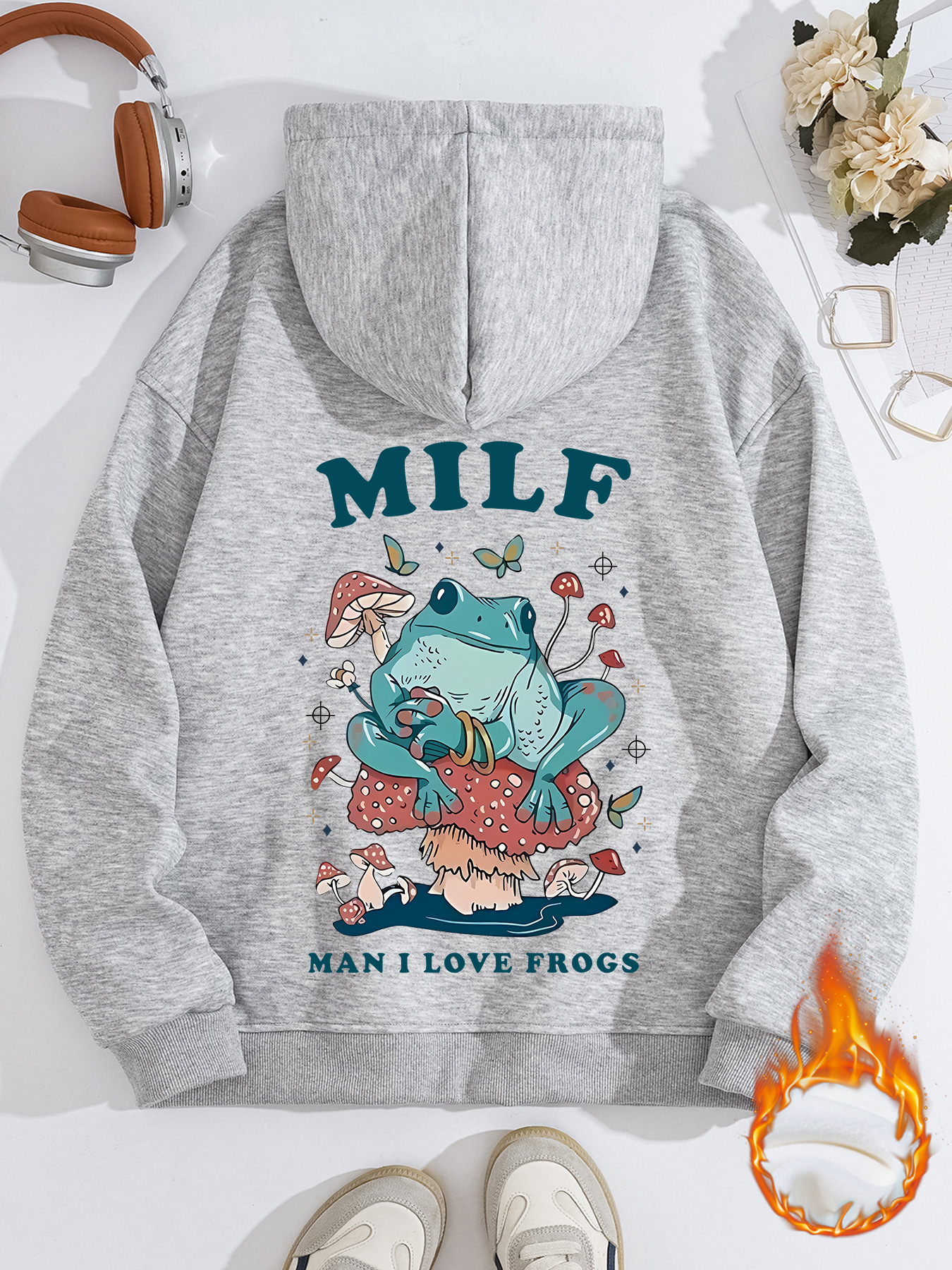 European and American eBay Independent Station Sweatshirt Women's Autumn and Winter fleece-lined Hooded Sweatshirt in stock Cartoon Frog All-match Casual Women