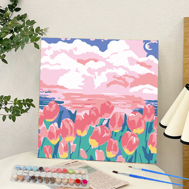 Picture of Digital oil painting landscape Dafen village hand-painted mathematical oil painting coloring painting oil painting flowers flower oil painting wholesale