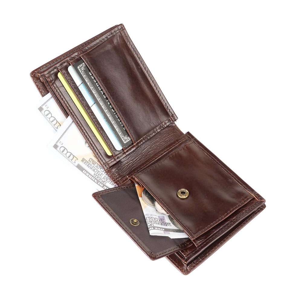 1118 Foreign Trade Short Genuine Leather Wallet European and American Wholesale Top Layer Cowhide Card Holder 80% off Us Dollar Wallet Multi-Color Cross-Border