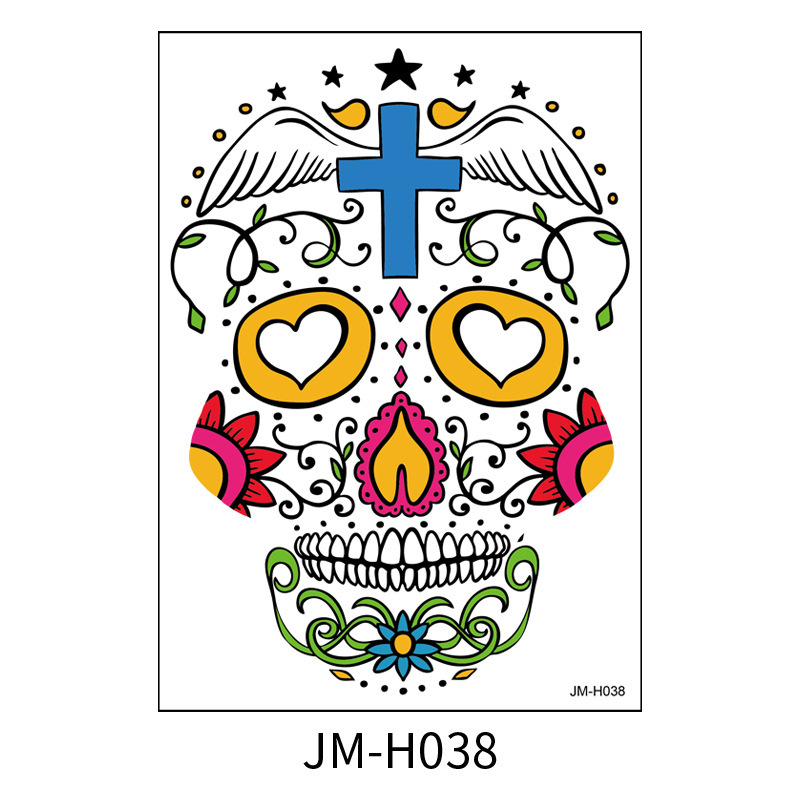 Picture of Cross-Border Waterproof and Sweat-Proof Day of the Dead Masquerade Funny Makeup Temporary Stickers Halloween Face Tattoo Stickers