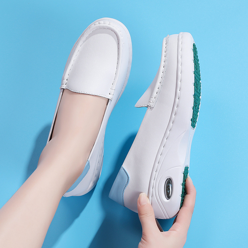 Picture of in stock nurse shoes autumn and winter leather air cushion soft bottom breathable flat anti-slip fleece-lined work shoes cross-border a generation of hair