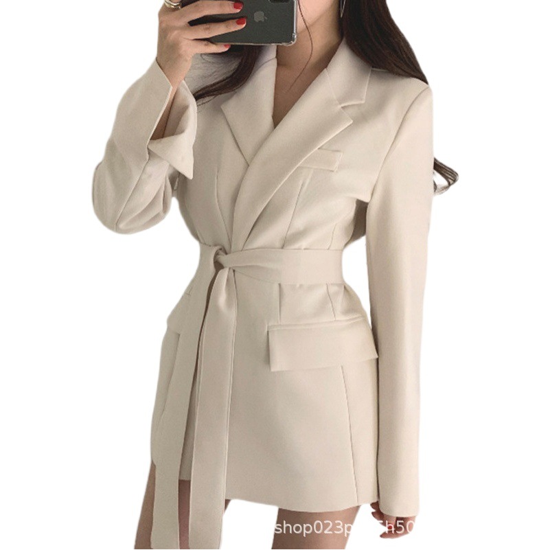 Small Suit Jacket Women's Korean-style Slim-fit Student British-style New 2022 Autumn Beige Top Draped Suit
