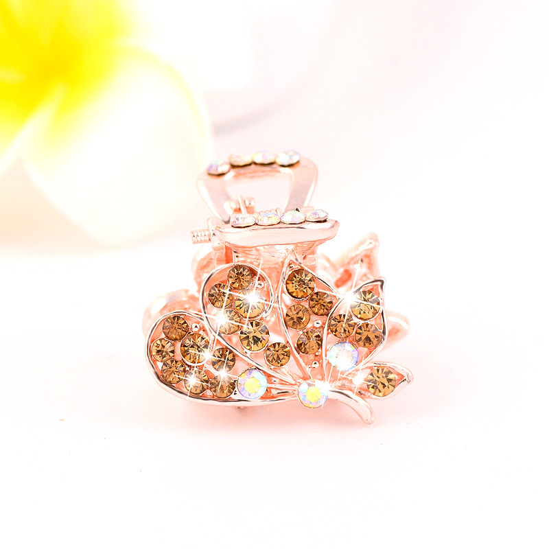 Picture of New small size Grab Clip Hair Clip Hair Clip Adult Bangs Hair Clip Children Top Clip Electroplated Rhinestone Elegant Hair Accessories Headdress