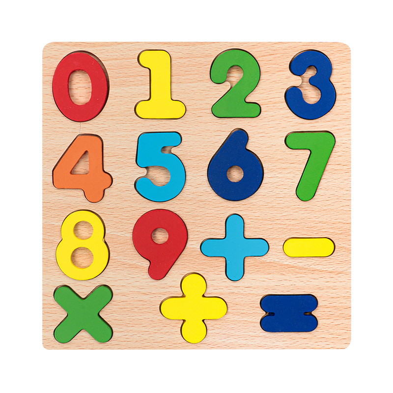 Picture of Wooden Kidsren's Number Board Letter Board Puzzle Puzzle Geometric Shape Matching Hand-grabbing Panel Early Education Educational Toys