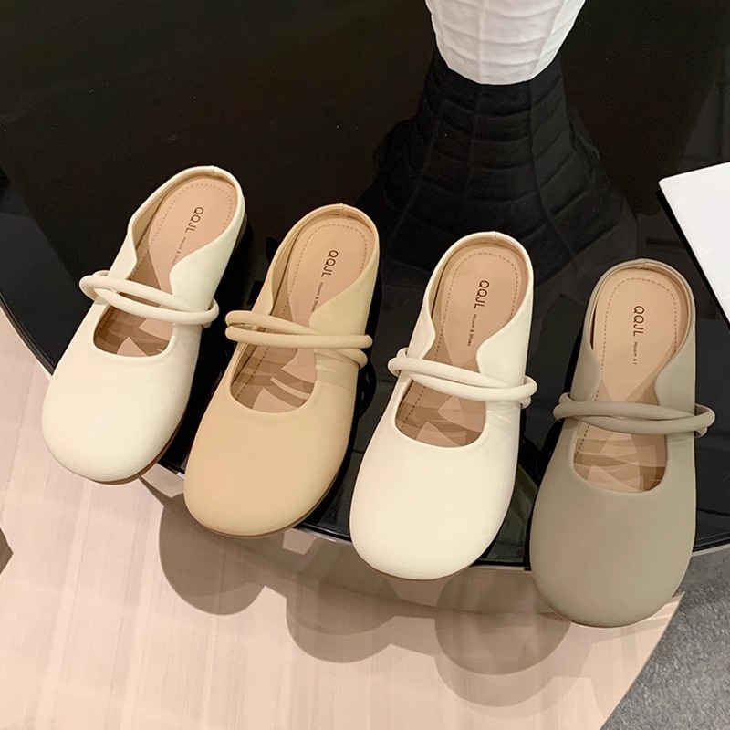 Gentle Fairy Style Soft-Soled Flats for Women Summer 2025 New Bow Flats-Soled Beanie Shoes Comfortable Shallow Mouth Granny Shoes