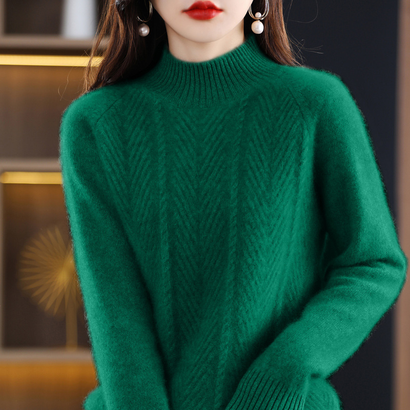 Picture of Autumn and winter clothing 2024 new popular this year's popular beautiful half turtleneck thick Women's sweater Western style bottoming shirt