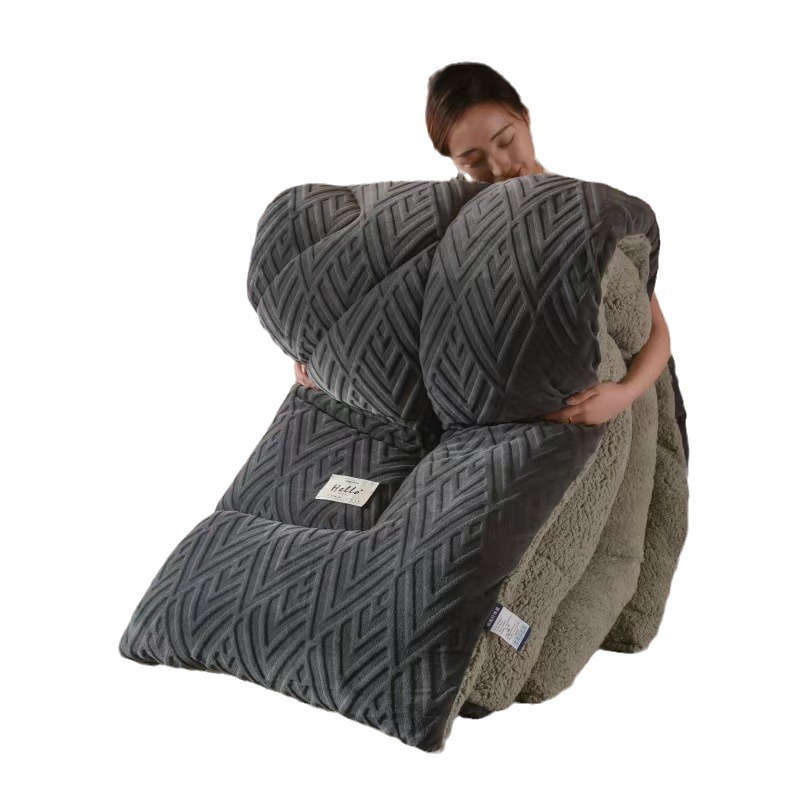 Picture of Amazon cross-border e-commerce milk fleece lambswood solid color winter quilt thickened core snowflake flannel quilt mattress