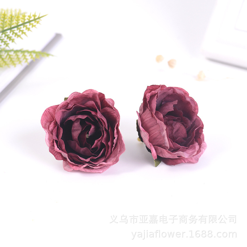 Picture of Artificial Flower Head diy Handmade Accessories Headgear Flower Court Color Flower Morandi Color Tea Rose Fragrant Princess Peony
