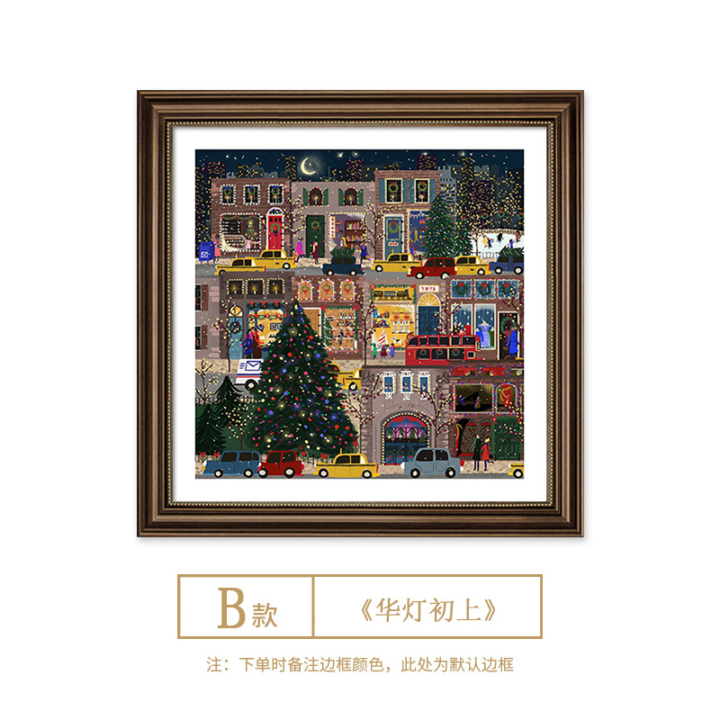 Picture of Winter Lights Hanging Painting Christmas Decorative Painting American Entrance Entrance Auschle Murals Bedroom Painting Restaurant High-level Oil Painting