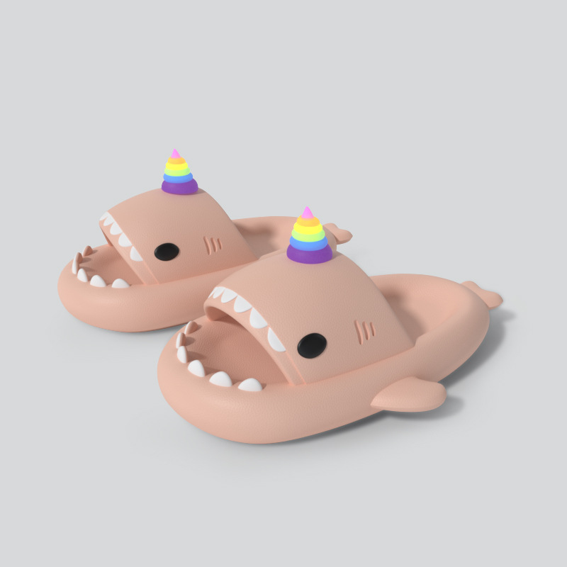 Picture of New Style Lantern Fish Shark Slippers Female Couple Indoor and Outdoor Thick Slippers Female Slip-on Feeling Soft Sole Home Sandals for Men