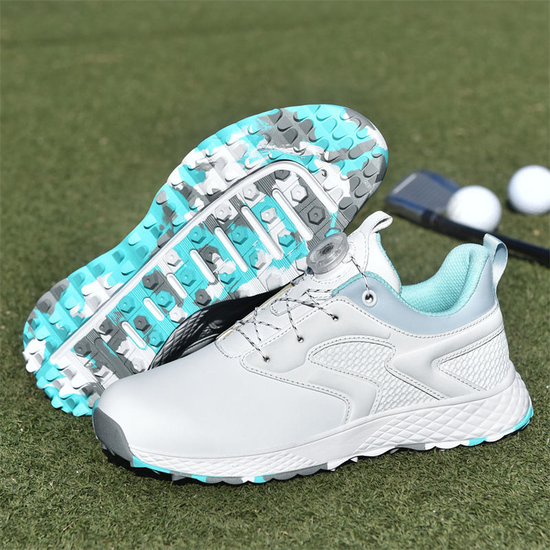 Cross-border New Golf Shoes Waterproof Non-slip Outdoor Shoes Rotating Buckle Fixed Nail Couple Sports Shoes Women