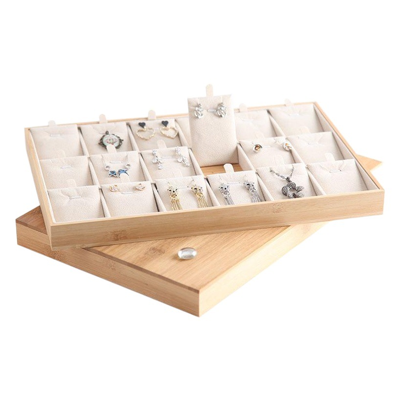 New bamboo wood jewelry plate necklace pendant display plate bracelet jade jewelry jewelry storage box jewelry rack