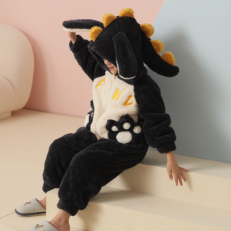 Picture of Funny Clothes Children's One-piece Pajamas Parent-child Clothes Boys Family of Three or Four Sullivan Winter fleece-lined One-piece Clothes