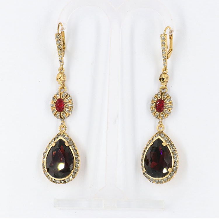 2022 summer new punk brass vintage old gold dark earrings