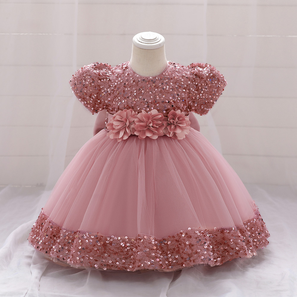 Picture of Foreign Trade Cross-border New Children's Princess Dress Sequin Mesh Girls' Wedding Dress Host Performance Dress