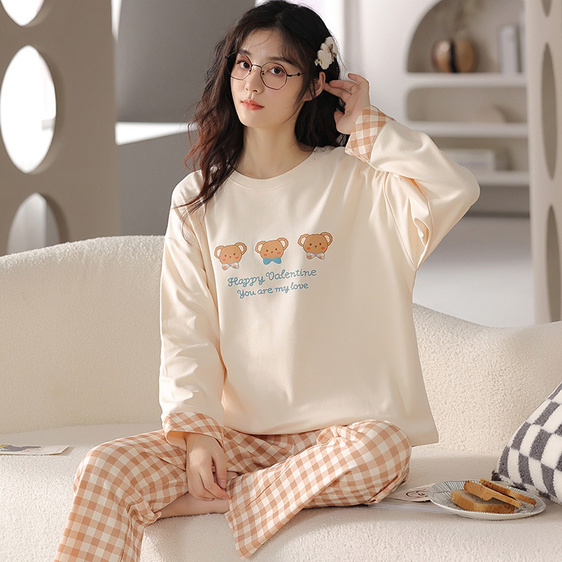 Autumn and Winter pajamas women's long-sleeved trousers suit spring home wear 2023cute cartoon spring and autumn can be worn outside