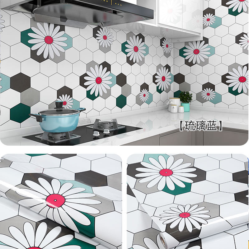 Picture of Wholesale kitchen oil-proof stickers self-adhesive wall stickers bathroom renovation milk tea shop waterproof high temperature resistant stove wallpaper porcelain