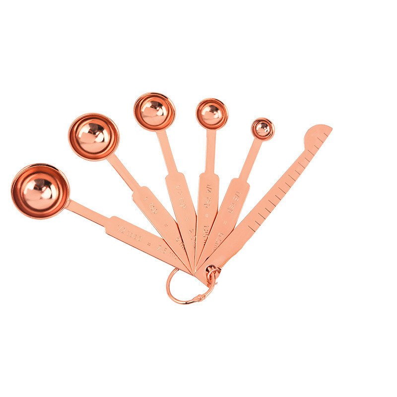 Picture of Cross-border 430 stainless steel round 7-piece measuring spoon set with stirring rod baking scale seasoning spoon content ruler