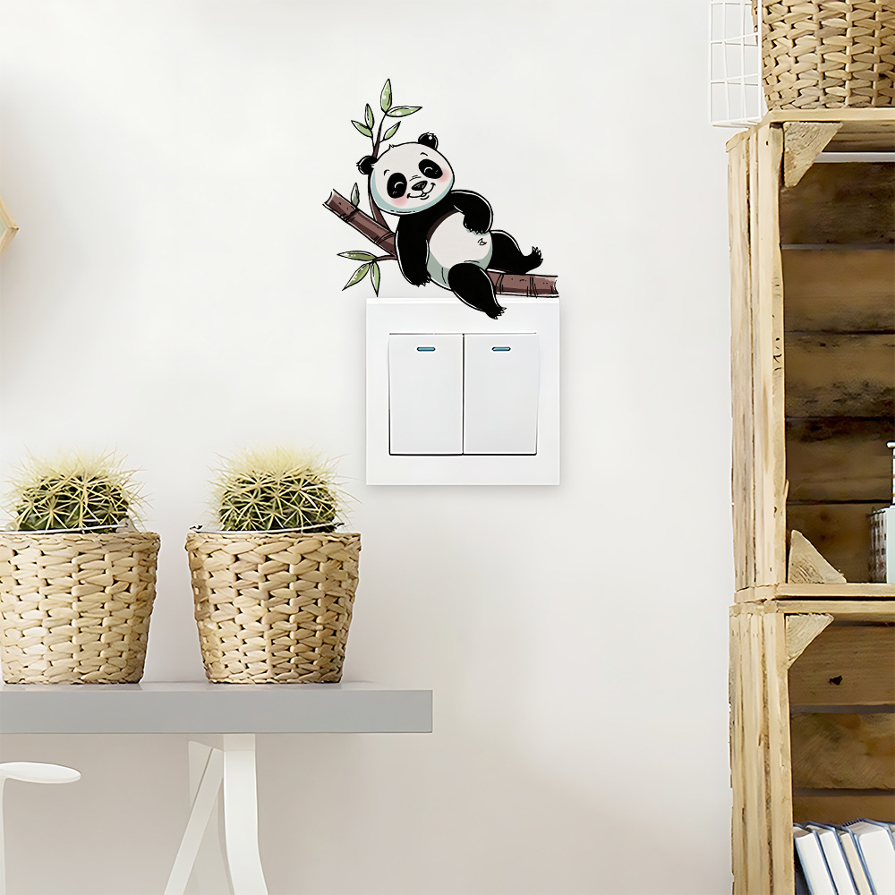 VA-KG023 cartoon branch panda bedroom living room switch stickers home decoration beautification wall stickers wholesale foreign trade