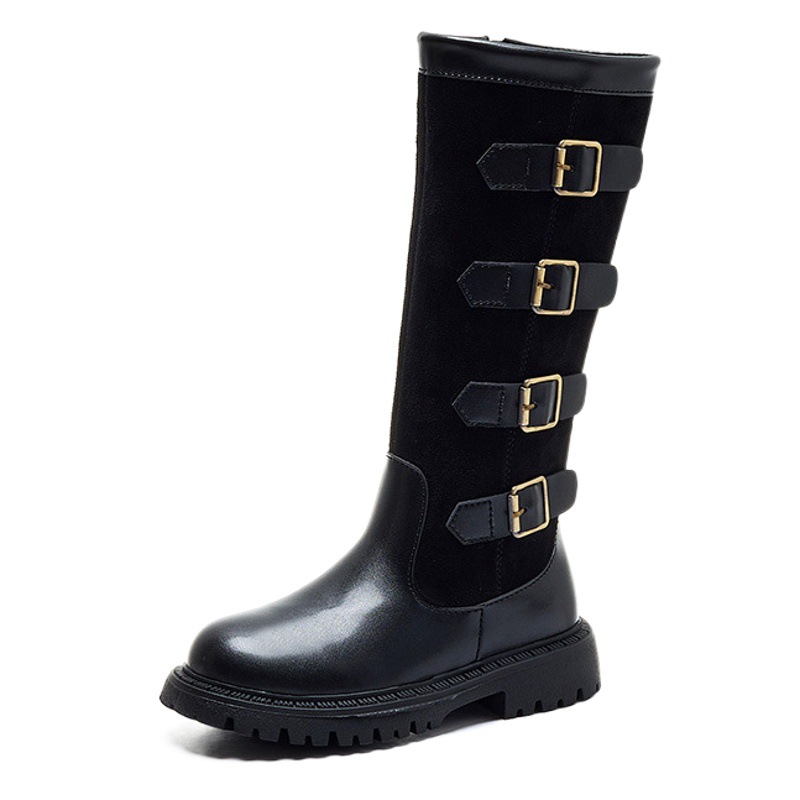 Girls' Boots 2025 Autumn and Winter New Style Girls' Velvet Fashion Boots British Style Ins Small Fragrant Style Kidsren's High Boots