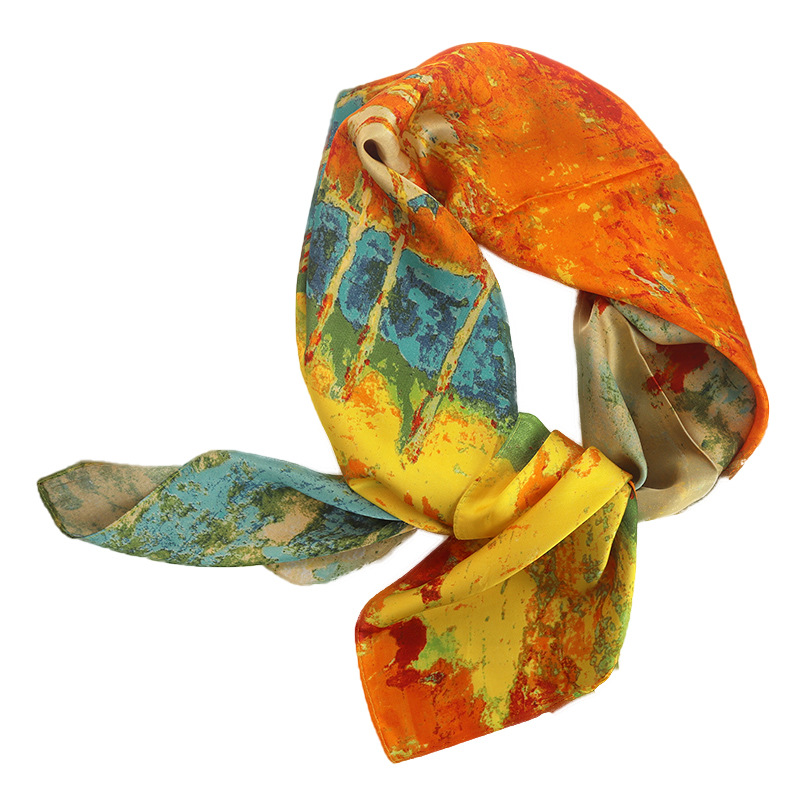 Picture of 90cm Cloud Brocade Square Scarf Hangzhou Silk Scarf Turban Shawl Scarf Women's Summer Outer Wear Spring Autumn Winter