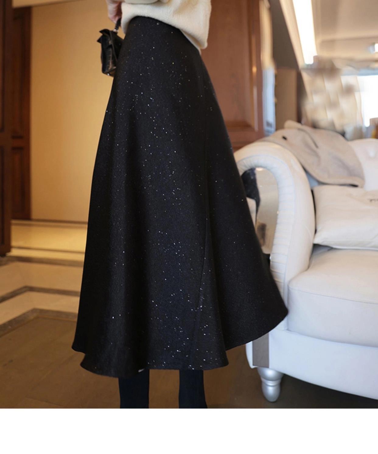 Picture of Woolen Skirt Women's Spring and Autumn Sweater High-end Wraped Hip Skirt New Style Western Style Gentle Wear Retro Skirt