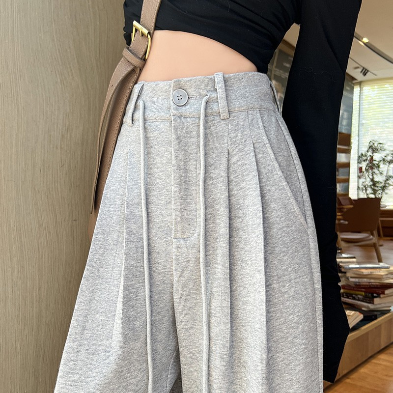 2024 New Arrival Micro-pants Women's High Waist Autumn and Winter Pants Slim-fit Loose Straight Leg Casual Pants