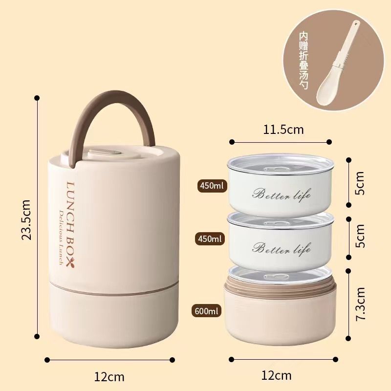 Picture of 316 stainless steel multi-layer insulation lunch box office workers rice bucket portable insulation bucket ultra-long insulation can enter the microwave oven