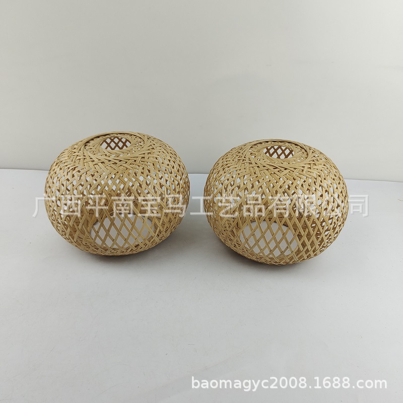 Chinese Style Bamboo Green Bamboo White Woven Lantern Exquisite Round Ball Small Lantern Home Holiday Decorative Lightshade Farmhouse Fire