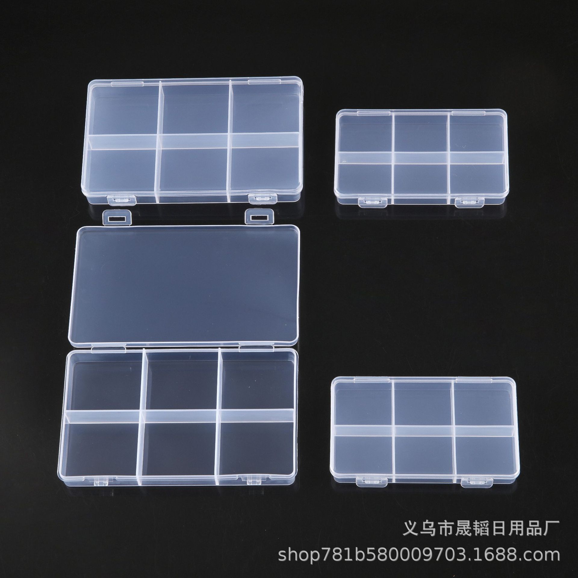 Manufacturer Wholesale Fixed 6-Grids Storage Box Transparent Pp Box Component Jewelry DIY Packaging Box Accessories Fish Hook Plastic Box