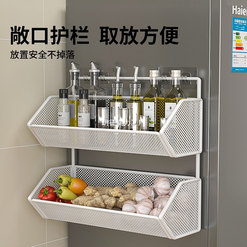 Ginger and garlic storage racks, kitchen put ginger, garlic, onion storage basket, no punching, wall hanging basket, wall hanging double-layer vegetable wholesale