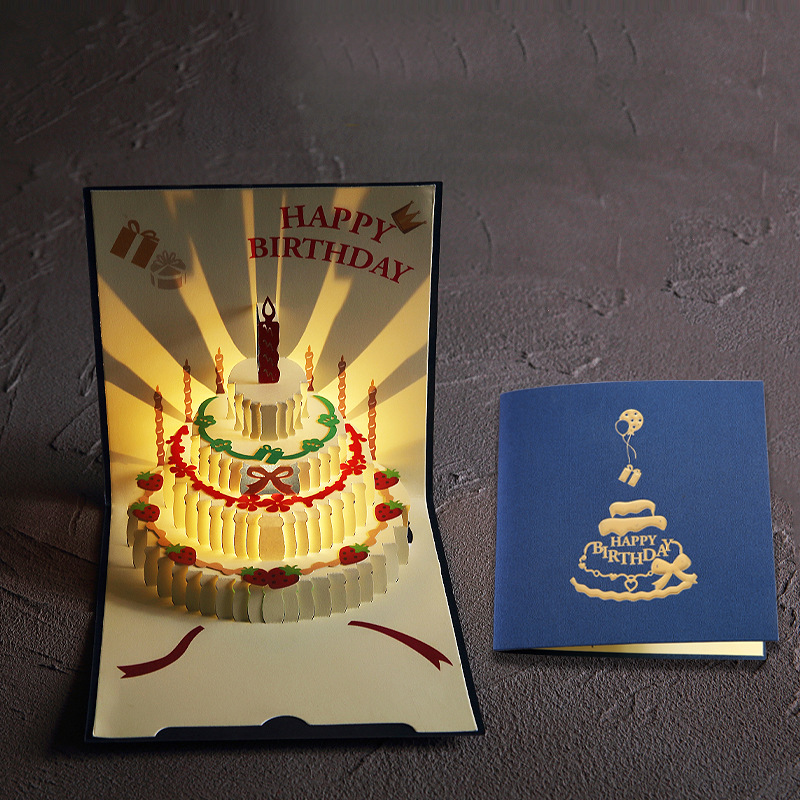 Picture of Cross-Border Stereo Birthday Greeting Card with Light Music 3D Greeting Card Ins Style Stereo Happy Birthday Greeting Card Manufacturer Wholesale