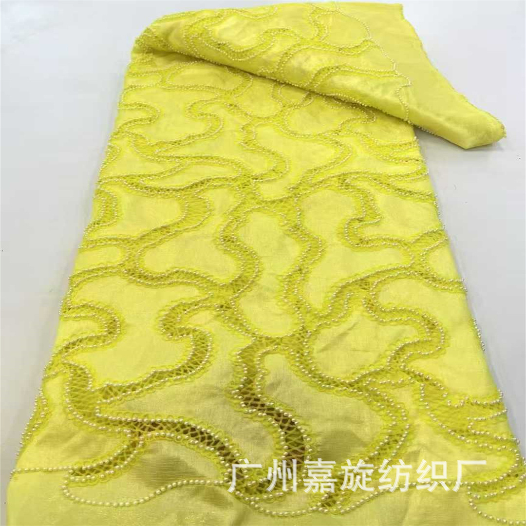 Picture of Summer Cut Out Beading Laser Embroidered Cloth Dress Cheongsam Fashion Lace Quality Cord Lace