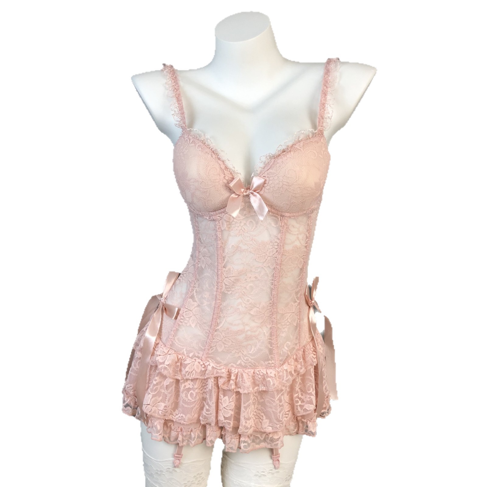 Picture of Sexy Lingerie Set with Small Chest Enhancement Pads, Push-Up Slim-Fit Camisole Nightdress, Pure Desire Outfit 8003