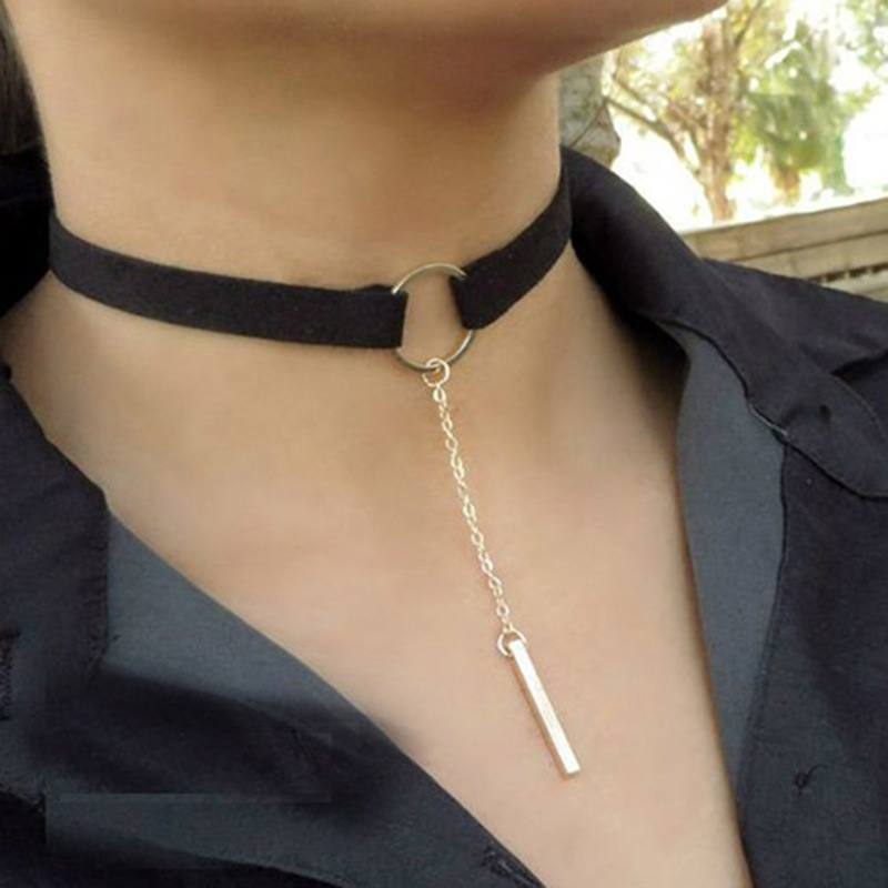 Picture of European and American foreign trade CHOKER square stick pendant Harajuku vintage lace velvet belt short necklace collar AliExpress hot sale
