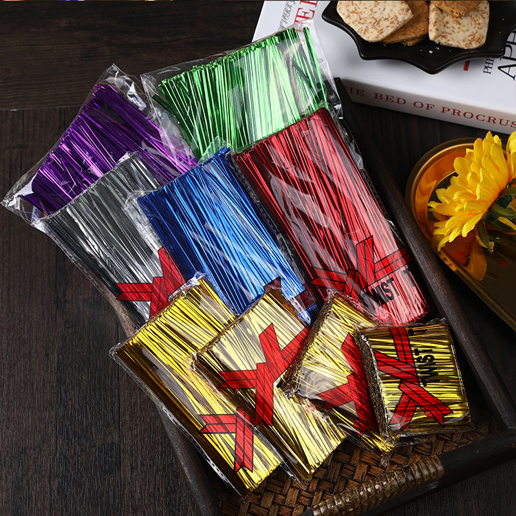 Factory in stock multi-size metal tie wire gift strapping lollipop tie baking candy tie custom wholesale
