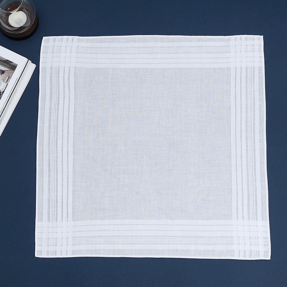 Picture of 40cm Pure White Handkerchief Cotton Satin Edge Plain Handkerchief Cross-border Hot Selling Hand Towel Soft and Comfortable Suit Pocket Towel