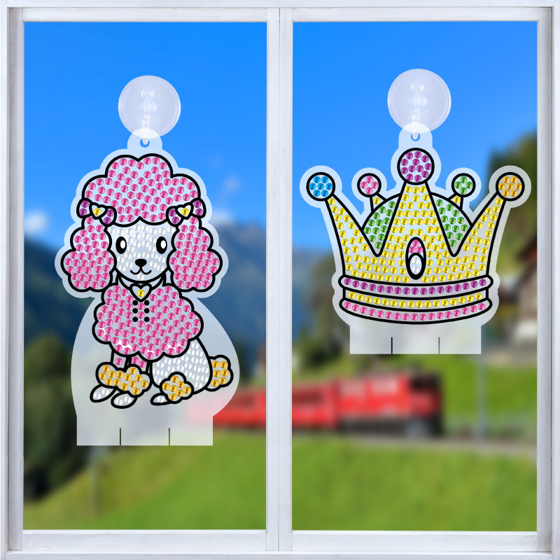 Picture of Amazon children's diamond painting random stickers 5d diy crystal bright diamond three-dimensional decorative hanging painting stickers wholesale