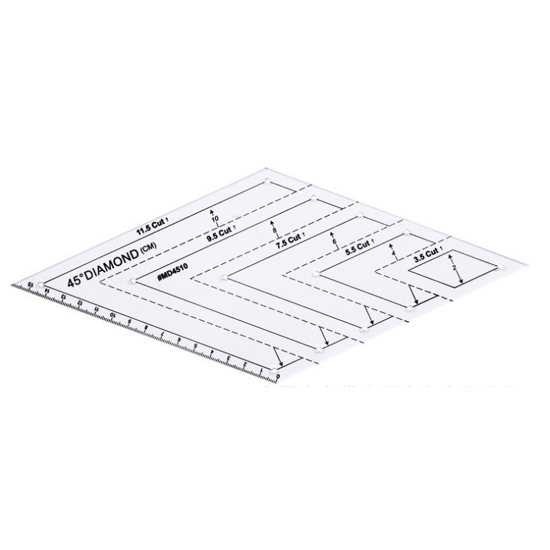Picture of Acrylic Patchwork Ruler Cutting Ruler Double Color Long Square Ruler Sewing Ruler Patchwork Tool DIY Color Ruler