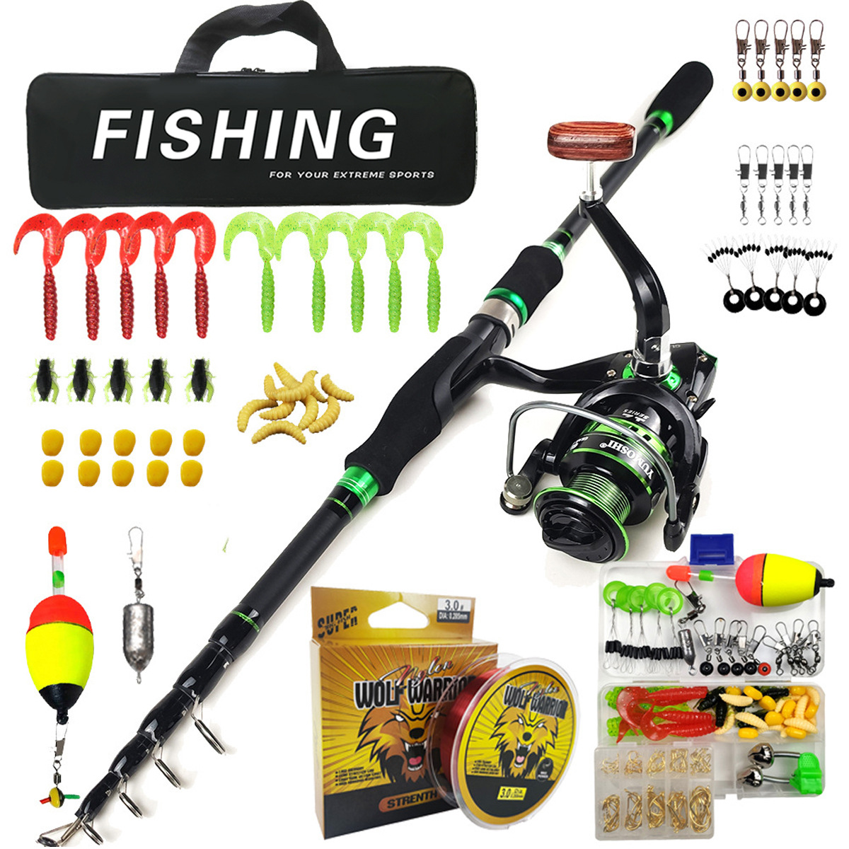 Cross-border explosions telescopic road Asian rod suit fishing rod set rod wheel suit with bag Amazon eaby AliExpress