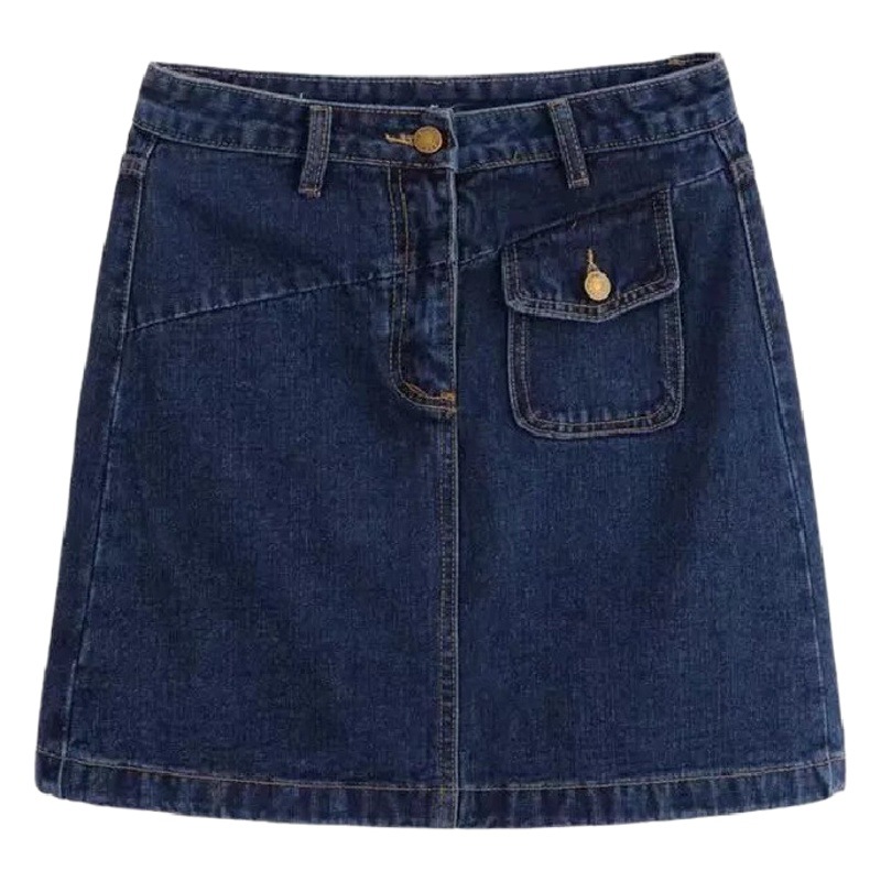 Denim skirt female plus size 2023 summer students Korean leisure retro hip A- line skirt high waist thin wholesale