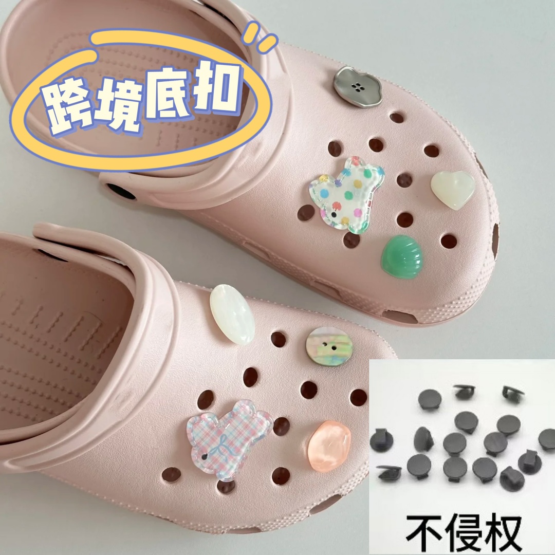 Croc Shoes Shoe Buckle Shoe Flower Cute Creative Girly Heart Polka Dot Bunny DIY Cross-Border Removable Decoration Accessories