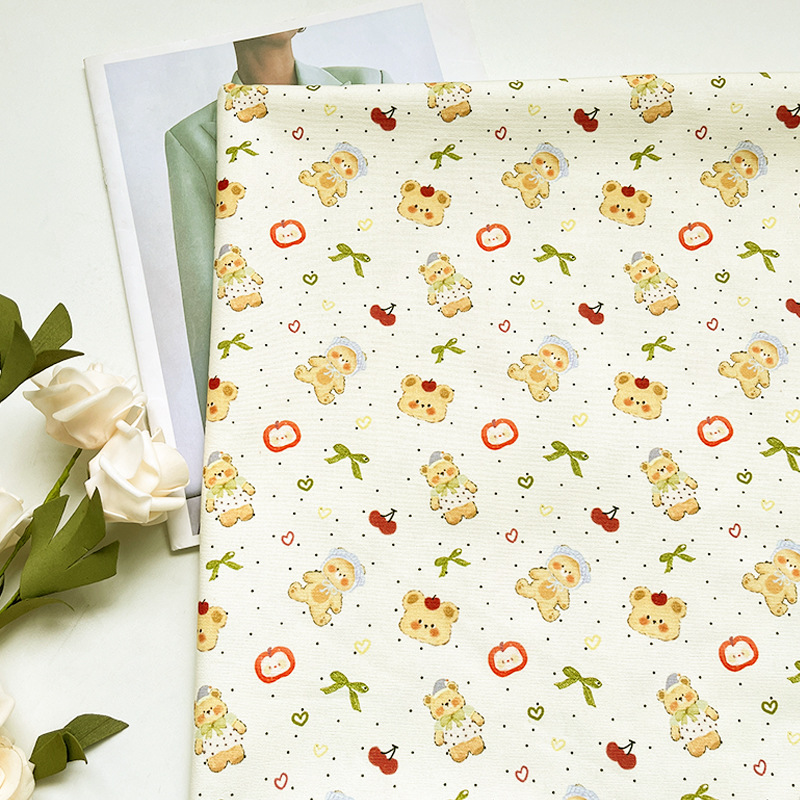 Apple Bear All-Cotton Eight-An Canvas 1.5m Width 1.0m Price Bag Jacket Vest Handmade DIY Fabric