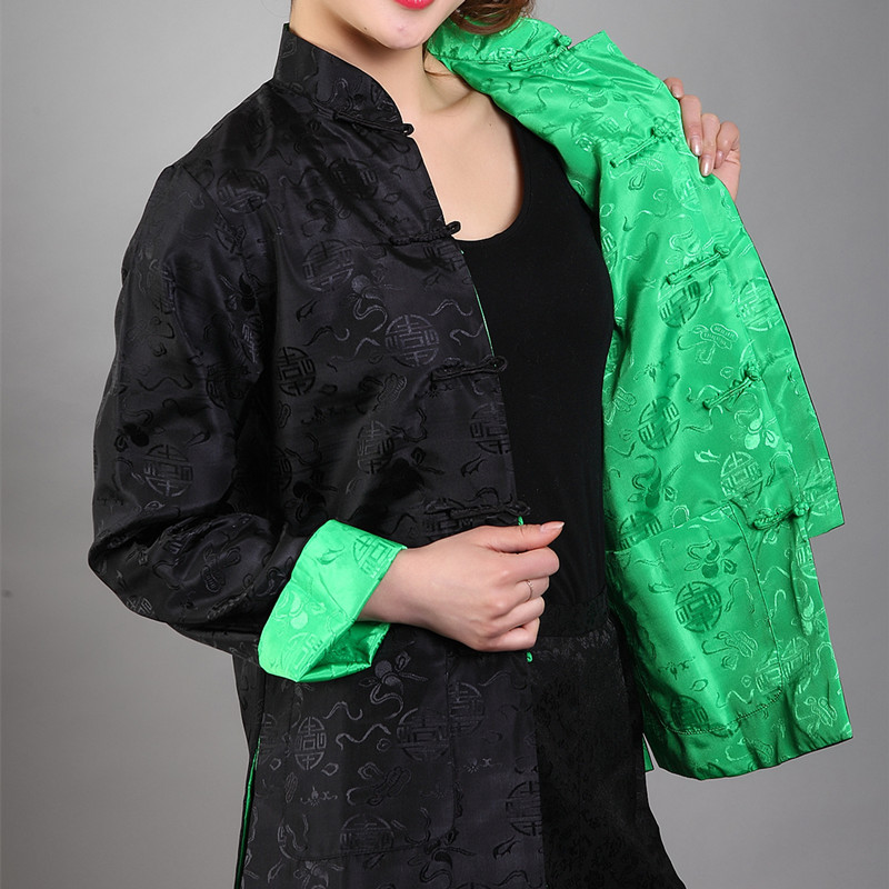 Picture of Factory wholesale Chinese style modified Tang suit women's retro buckle long sleeve top silk double-sided Chinese coat