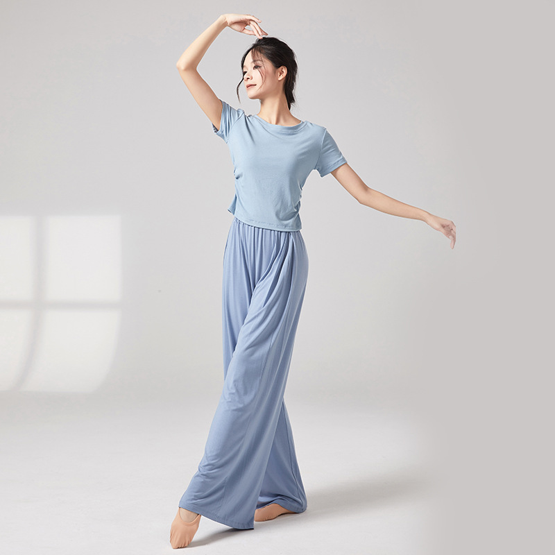 Picture of Women's dance costumes, adult body training suits, modern dance wear, ballet practice wear, crew neck slimming classical dance costumes