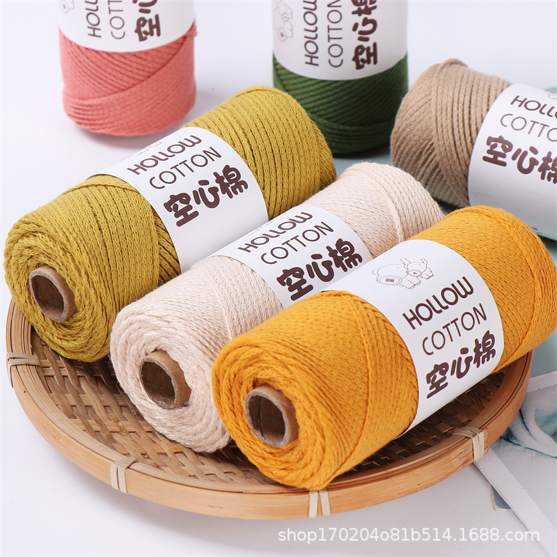 Fugui Elephant Hollow Cotton 2mm Round Strand Yarn Japanese Cotton and Linen diy Braided Round Rope Crocheted Bag Factory Outlet