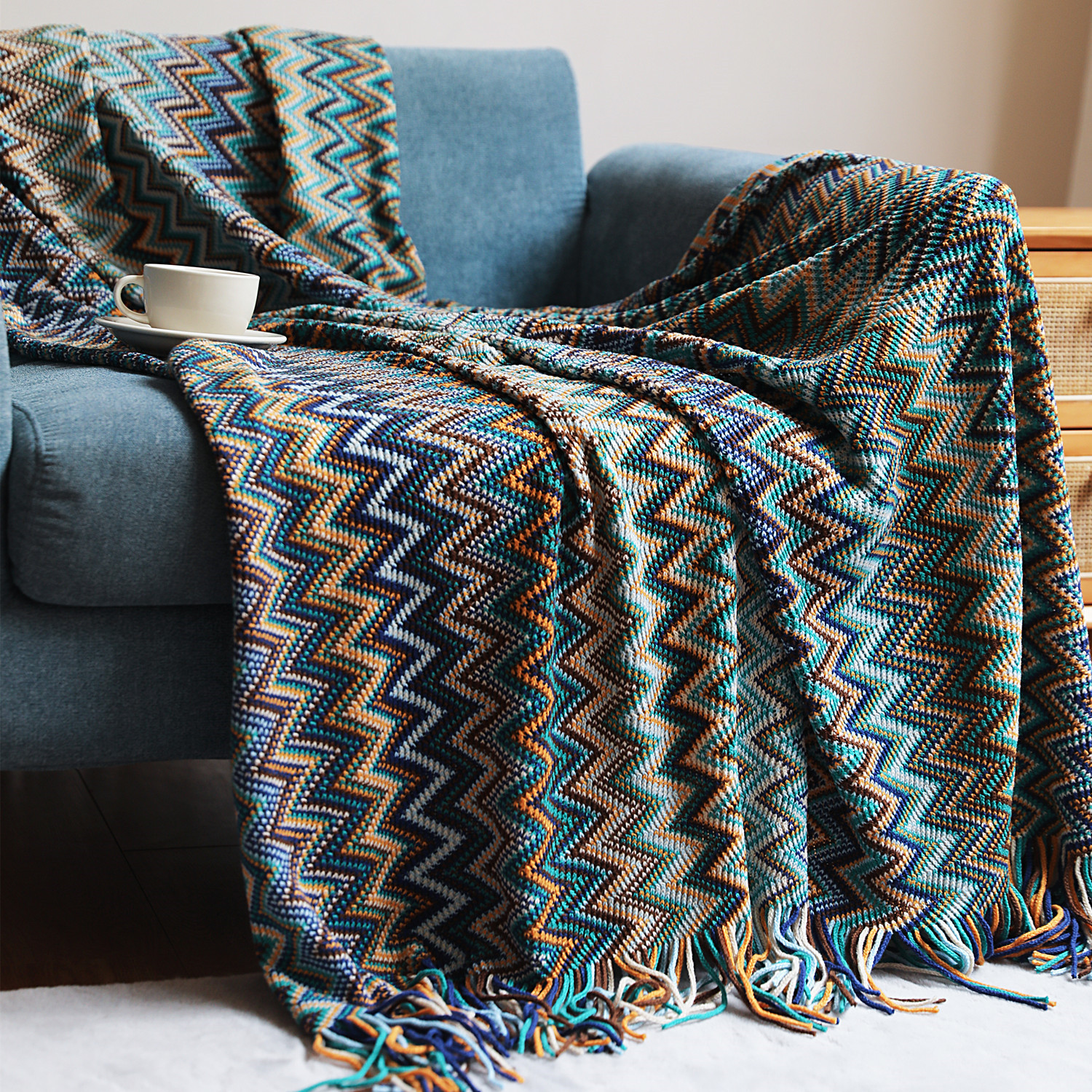 Picture of Bohemian Sofa Blanket Cover Blanket Blanket Summer Knitted Blanket Office Nap Blanket Air Conditioning Blanket Blanket