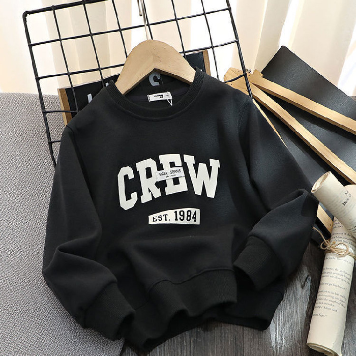 Picture of Cotton Children's Wear Boy's Letter Printed Sweatshirt Large Children's Loose All-match Casual Western Style T-shirt Spring and Autumn Thin Top