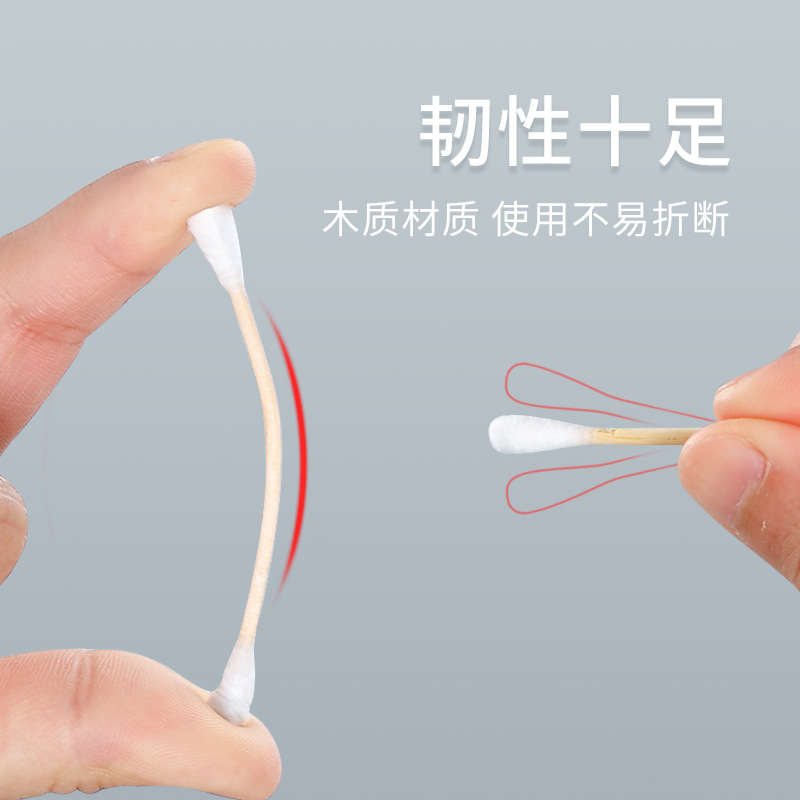 Picture of Boxed Double-Headed Cotton Swabs, Disposable Makeup Cotton, Small-Head Ear-Picking Cotton Swabs, Sanitary Napkins, Round-Head Pointed Wooden Swabs, Cotton Swabs