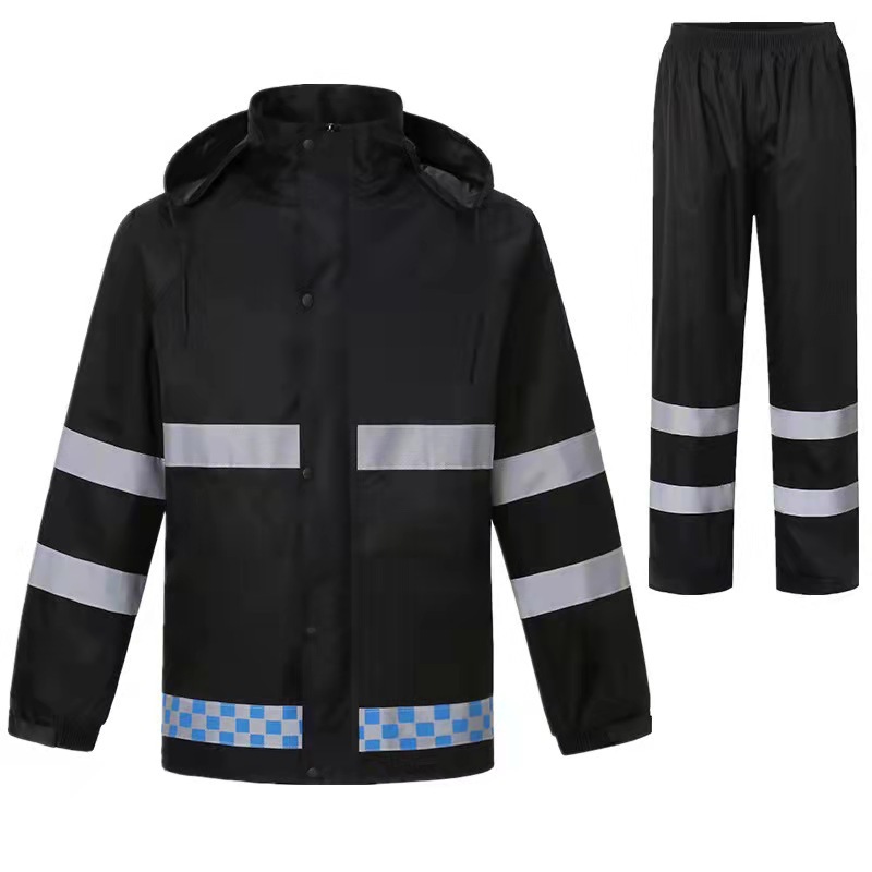 Picture of Wholesale Oxford Cloth Raincoat Split Adult Labor Protection Outdoor Riding Reflective Split Raincoat Rain Pants Set